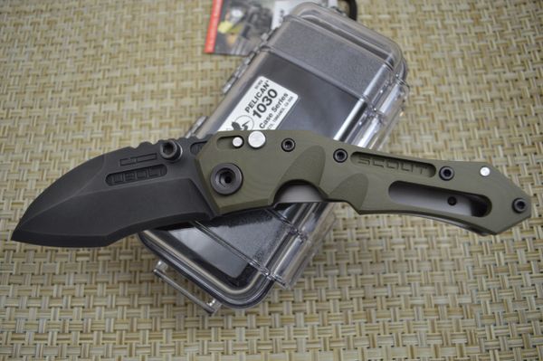 Dwaine Carrillo BUTTON-LOCK Scout M6, OD Green G10, Black Oxide Finish Blade (SOLD)