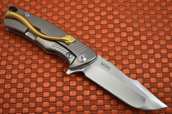 Michael Zieba Brooklyn Made S-2 Mini Frame-Lock Flipper, 24K Gold (SOLD)