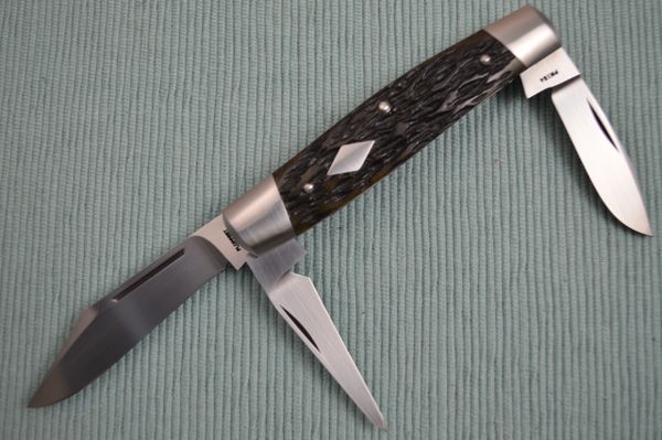 Tom Ploppert 3-Blade Diamond Edge Cattle Knife, Leather Punch (SOLD)
