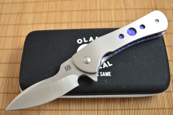 Olamic Cutlery "Gambit" Serge Panchenko Design, Liner-Lock Flipper, Full Titanium, Anodized Blue Liners (SOLD)