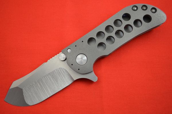 Direware M8 Flipper, Hole Pattern Ti Frame, New Drop Point Blade Shape (SOLD)