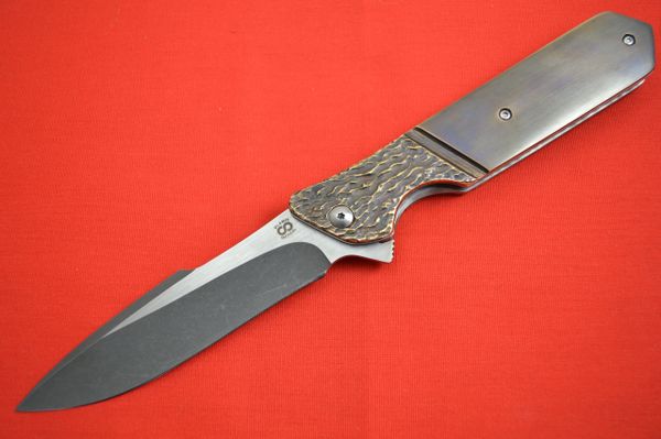 Olamic Cutlery Rainmaker, Bronze Scales with Molten Faux Bolster and Pocket Clip (SOLD)