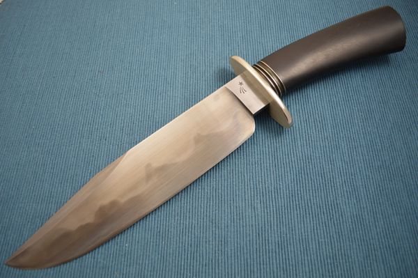 Jim Crowell, M.S. Large Bowie Knife, Flamed Hamon (SOLD)