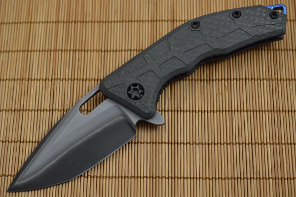 Heretic Knives, Marfione MARTYR, Carbon Fiber, Double Clad Steel, Blue Hardware (SOLD)