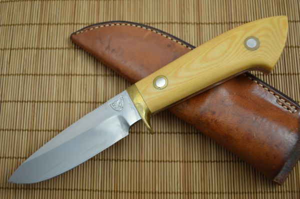 Red Watson Drop Point Hunting Knife, Westinghouse Micarta, Leather Sheath (SOLD)