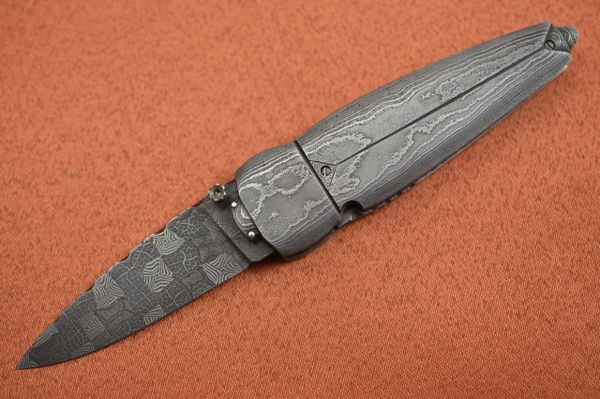 Al Dippold "The Scarab", Damascus Liner-Lock Folder, One-of-a-Kind! (SOLD)