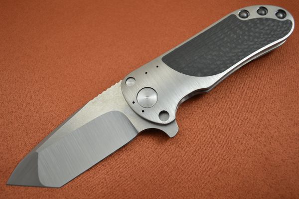 Direware T-95 Flipper, Titanium Frame, Carbon Fiber Inlays, Satin M390 Blade (SOLD)