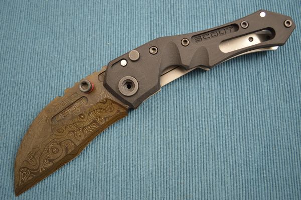 Dwaine Carrillo Alabama Damascus BUTTON-LOCK Scout M4, Black G10 (SOLD)