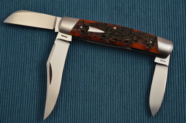 Tom Ploppert 3-Blade Stockman Slip Joint Folding Knife, Jigged Bone (SOLD)