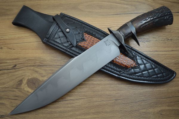 Kyle Gahagan, J.S. Sub-Hilt Sambar Stag Bowie with Hamon, Paul Long Sheath (SOLD)