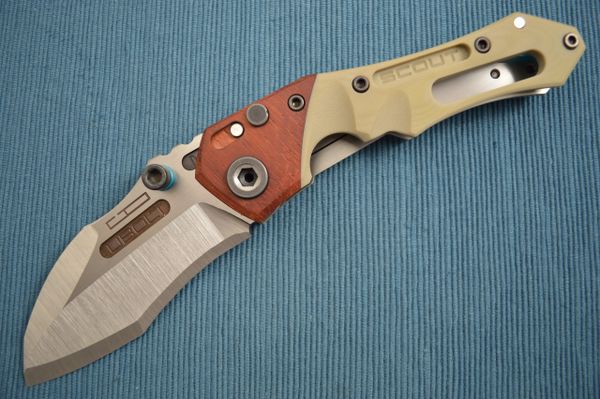 Dwaine Carrillo No. 2 Button-Lock Scout M5, African Padauk, Desert Tan G10 (SOLD)