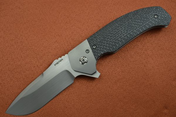 Enrique Peña Custom DIESEL Liner-Lock Flipper, Lightning Strike Carbon Fiber (SOLD)