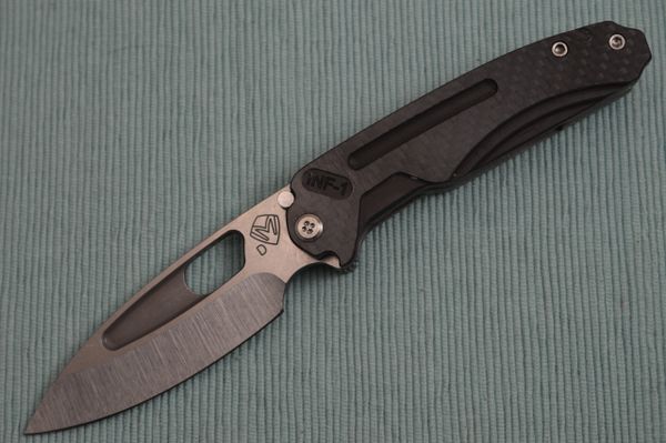 Medford Knife and Tool INFRACTION, Tumbled D2 Blade, Carbon Fiber and Tumbled Ti Handle (SOLD)