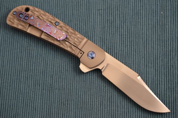 Enrique Pena "Lanny's Clip Flipper", Jigged Titanium Frame, MokuTi Clip (SOLD)