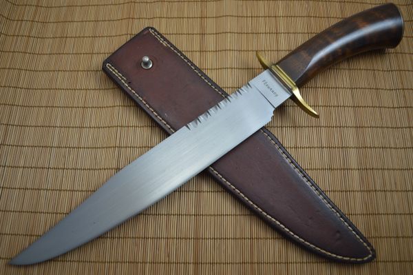 Joe Flournoy Mastersmith Large Carbon Bowie, Rowe Leather Sheath (SOLD)