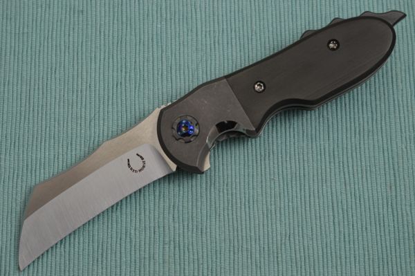 Red Horse Knife Works One-Off Custom Hawkbill BLACK DEATH CHOPPER Flipper (SOLD)