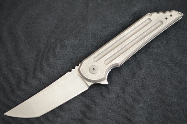 Jake Hoback Stonewashed Titanium Kwaiback UHEP Frame-Lock Flipper (TRADED)