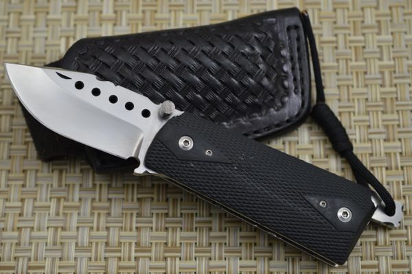 Gene Baskett, Kimber .45 Auto Rubber Grips Lock-Back Folder, File-Work, Leather Sheath (SOLD)