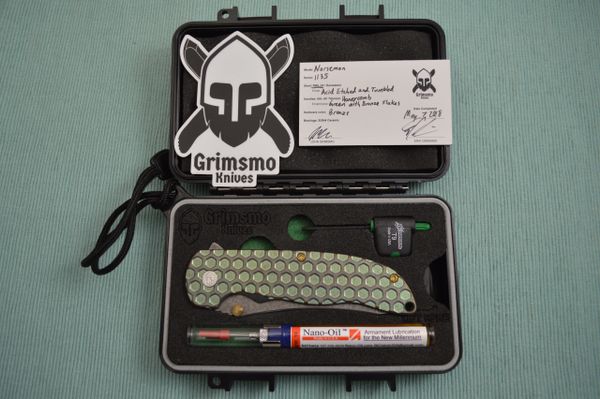 Grimsmo Brothers "Norseman" #1135, Green Honeycomb, 2018 Blade Show (SOLD)