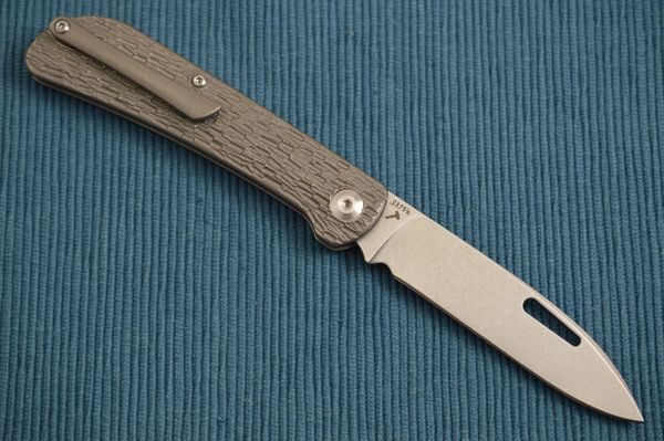 J.E. Made "Zulu" Slip-Joint Folding Knife, Jigged Titanium Handle, Pocket Clip (SOLD OUT)