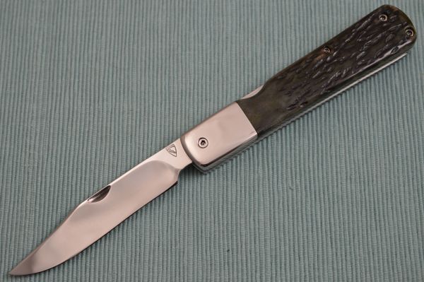 Norm Levine Lock-Back Folding Knife, Green Jigged Bone Scales