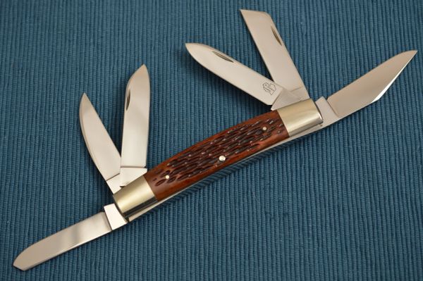 Robert Enders Large Six-Blade Congress, Jigged Bone Slip-Joint Folding Knife (SOLD)