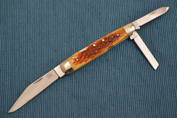 Robert Enders Three-Blade Lock-Back Whittler, Jigged Bone Slip-Joint Folding Knife (SOLD)