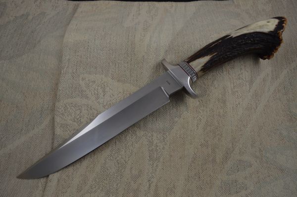 Ray Cover Fixed Blade Fighting Knife, Presentation Grade Crown Stag Handle (SOLD)