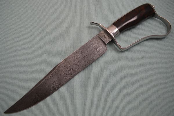 Gary Mulkey D-Guard Damascus, Desert Ironwood Bowie (SOLD)