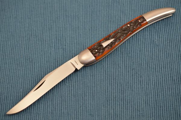 Tom Ploppert Large Texas Toothpick PROTOTYPE, Amber Jigged Bone