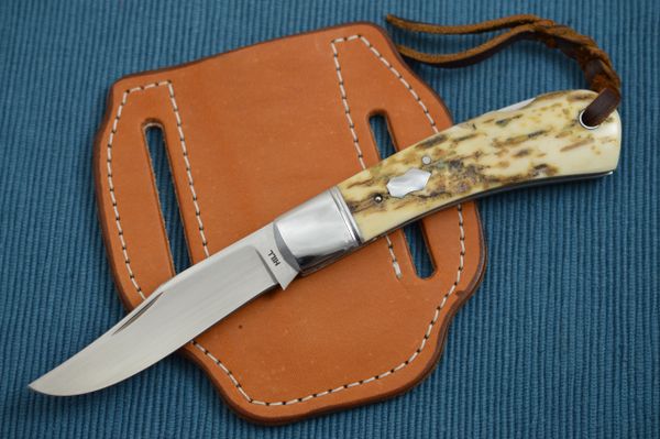 Toby Hill Lock-Back Trapper, Fossilized Scales, File-Work, 2019 Blade Show (SOLD)