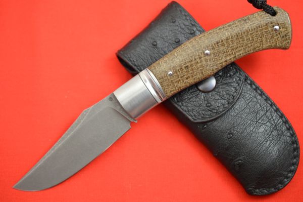 Raphaël Durand "Boxer" Slip-Joint, Burlap Canvas Micarta, 2019 Blade Show (SOLD)