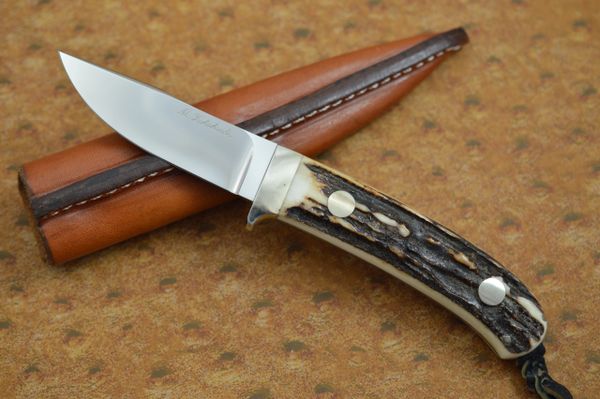 Masao Takahashi Stag Bird and Trout Knife and Leather Sheath (SOLD)
