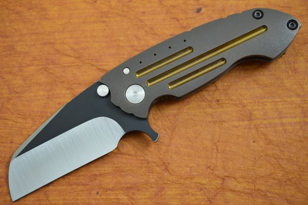 Direware S-90 Flipper, Titanium Frame, CPM-S110V Wharncliffe Blade, Black Ceramic Flats (SOLD)