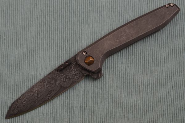 Steve Dumchus Nova Blades Custom San Mai Damascus CAIMAN Frame-Lock Flipper (SOLD)