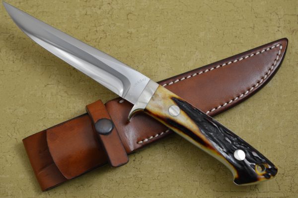 Masao Takahashi Stag Fighting Knife and Leather Sheath (SOLD)