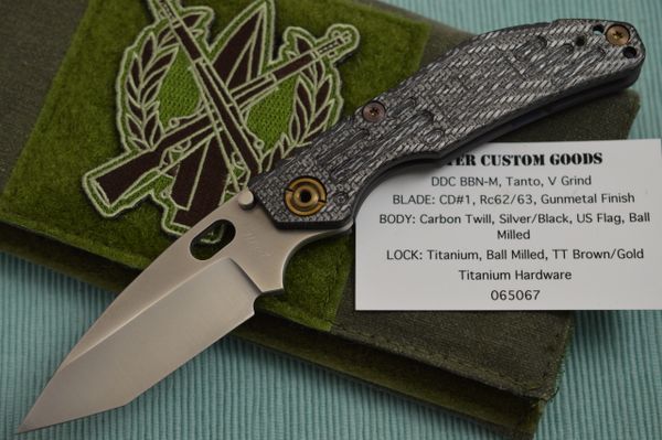 Duane Dwyer DDC BBN-M Custom Folding Knife, Carbon Twill U.S.A. Flag (SOLD)