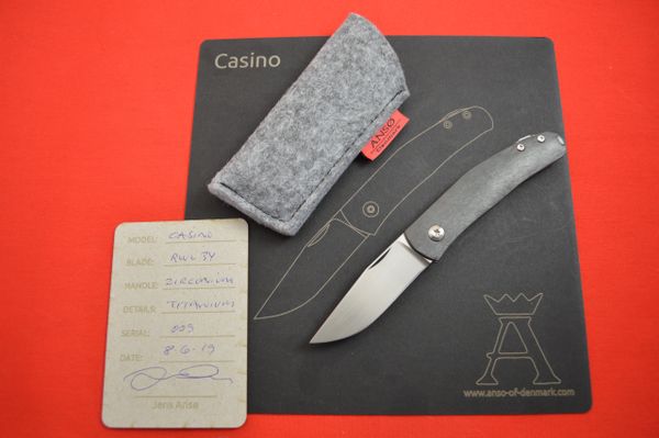 Jens Anso Slip-Joint "Casino", Zirconium Handle, RWL-34 (SOLD)