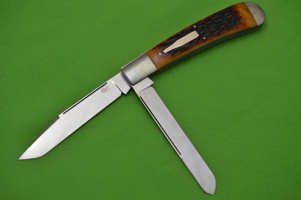 Robert Enders Two-Blade Banana Trapper, Jigged Bone, Remington Bullet, Slip-Joint Knife (SOLD)
