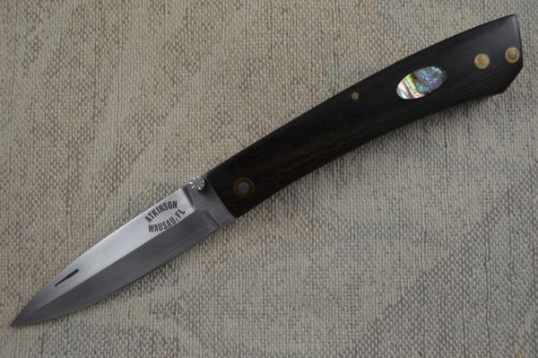 Dick Atkinson Custom Handmade Abalone Inlay Lock Back Folder (SOLD)