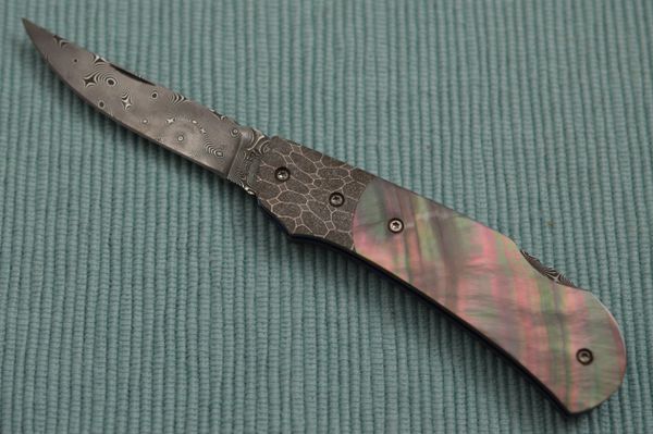 Ralph Turnbull Raindrop Damascus, Black Lip Pearl, Lock-Back Folder