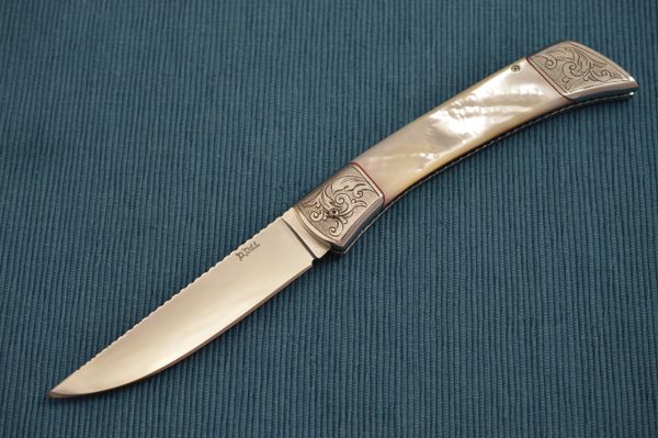 David Dill Mother Of Pearl Scale Release Auto, Engraved, File-Work (SOLD)