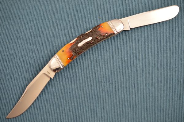 Toby Hill "Trail Boss", Large 2-Blade Stag Double Lock-Back Folding Knife (SOLD)