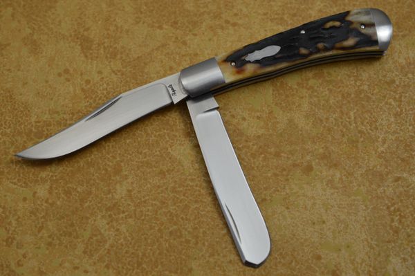 Bill Ruple Two-Blade Natural Stag Trapper, Slip-Joint Folding Knife (SOLD)