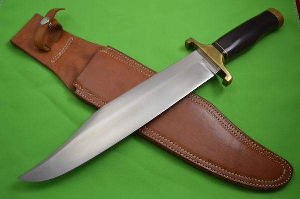 16.5 LARGE WOOD HANDLE BOWIE HUNTING KNIFE w/ SHEATH Fixed Blade