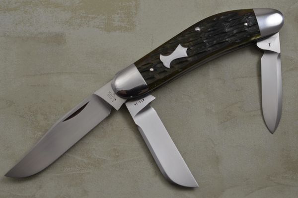 Tony Bose 3-Blade Sowbelly #1, Jigged Bone Slip-Joint Folding Knife (SOLD)