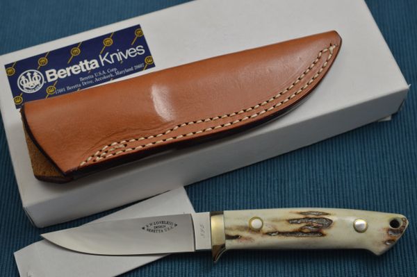 R.W. Loveless Design Beretta Stag Handle Caperfin Hunting Knife (SOLD)