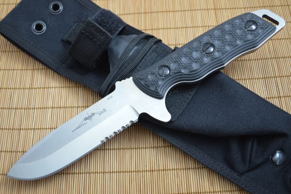 Emerson Knives Government Mule SFS Fixed Blade Knife, Partially Serrated, G-10 Handles (SOLD)