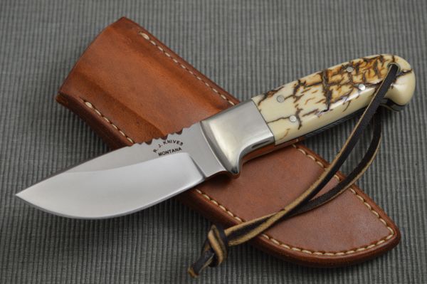 R.J. Handcrafted Knives "Fossil" Hunting Knife + Custom Leather Sheath (SOLD)