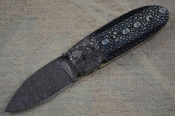 R.B. Johnson Stingray and Damascus "Sunfish" Liner Lock Folder (SOLD)